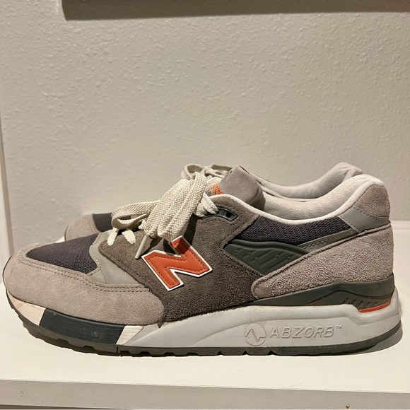 New Balance 998 Made in USA Explore By Air Grey Orange Men’s Size 12 M998GGO GUC
